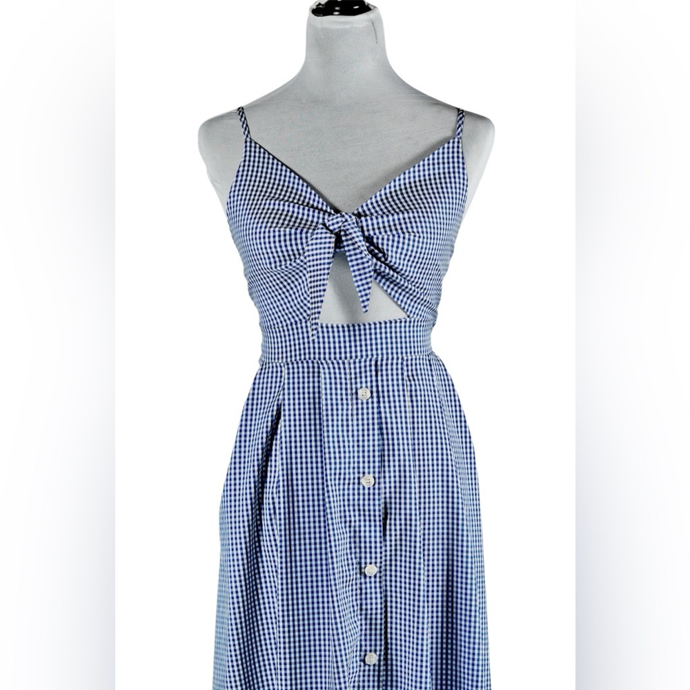 Cupshe Blue Gingham Midi Dress Cutout Bow Front – Size M - Picture 6 of 17